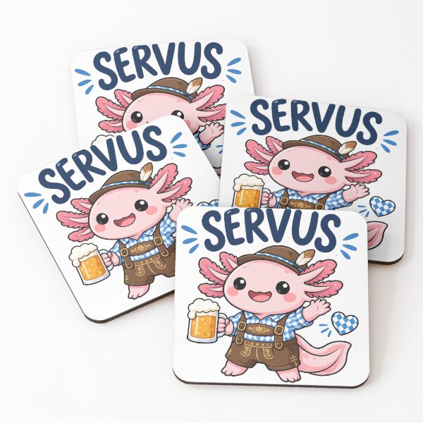 Item preview, Servus Axolotl Sticker Süßes Bayerisches Kawaii Cartoon Design designed and sold by RAgustinusM17.