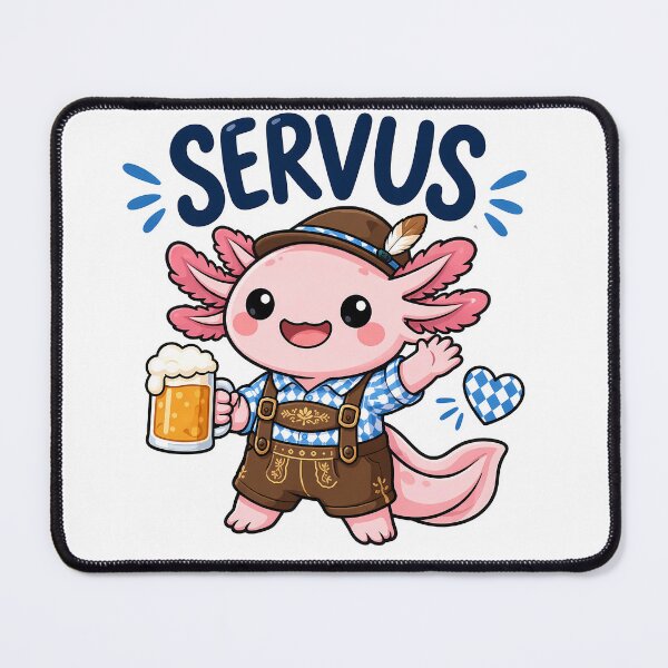 Item preview, Servus Axolotl Sticker Süßes Bayerisches Kawaii Cartoon Design designed and sold by RAgustinusM17.