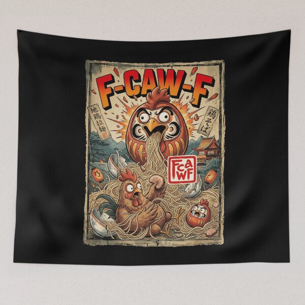 Item preview, F-CAW-F Ramen Chicken - Funny Japanese Daruma Art designed and sold by Bongocomic.