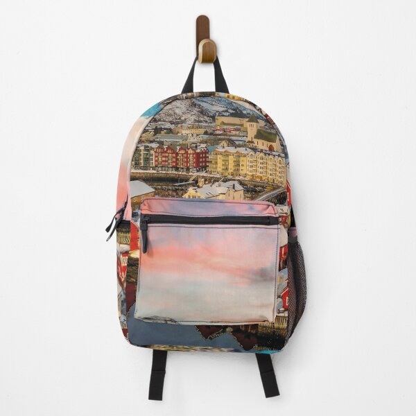 Item preview, Lofoten panorama with red fishermen's huts on the fjord at sunset designed and sold by Mauswohn.