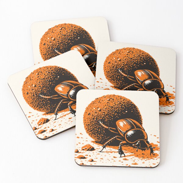 Item preview, Dung Beetle Rolling Ball – Bold 3 Color Retro Linocut Style Illustration designed and sold by DrizzyV.