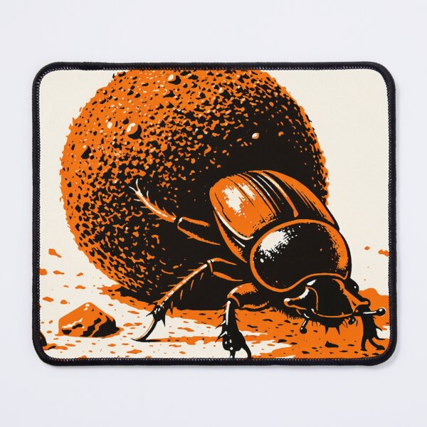 Item preview, Dung Beetle Rolling Ball – Bold 3 Color Retro Linocut Style Illustration designed and sold by DrizzyV.