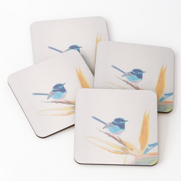 Item preview, Blue Wren on Bird of paradise flower designed and sold by Sandra Johnston.