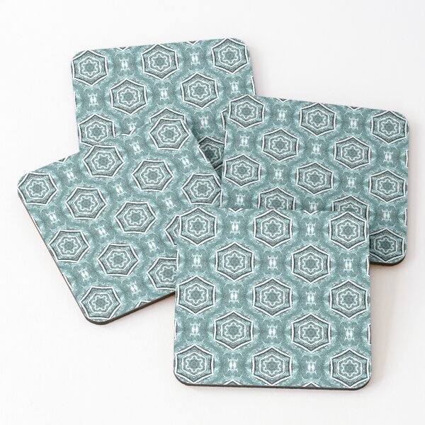 Item preview, White Hexagon Geometric Pattern in Teal designed and sold by Artistestella.