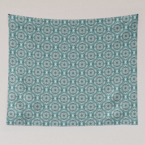 Item preview, White Hexagon Geometric Pattern in Teal designed and sold by Artistestella.