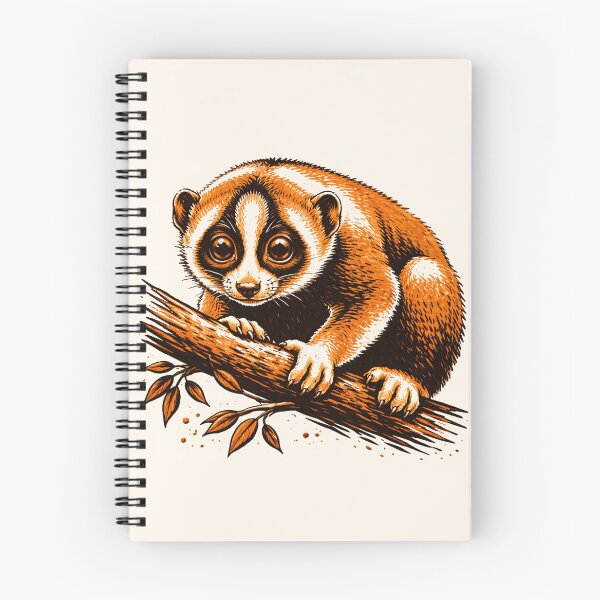 Item preview, Slow Loris Illustration – Cute Primate Retro 3 Color Linocut Style designed and sold by DrizzyV.