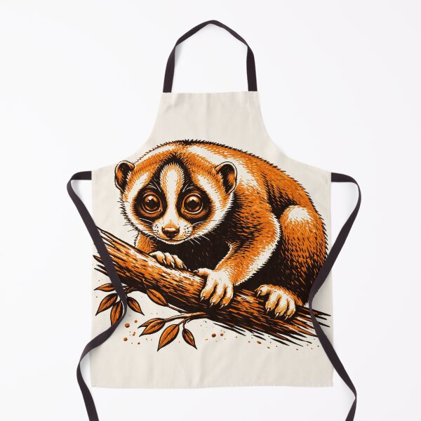 Item preview, Slow Loris Illustration – Cute Primate Retro 3 Color Linocut Style designed and sold by DrizzyV.