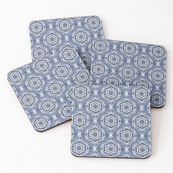Item preview, White Hexagon Geometric Pattern in Blue designed and sold by Artistestella.