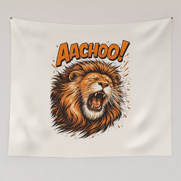 Item preview, Sneezing Lion – Funny Roaring Lion Retro 3 Color Bold Illustration designed and sold by DrizzyV.