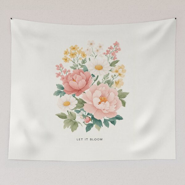 Item preview, Let It Bloom – Elegant Flower Bouquet Illustration with Inspirational Typography designed and sold by BobaBunny76.