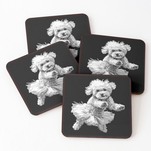 Item preview, Dancing White Poodle in Tutu Black and White Dog Illustration designed and sold by inkoutninja.