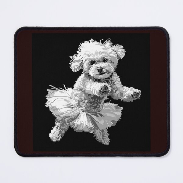 Item preview, Dancing White Poodle in Tutu Black and White Dog Illustration designed and sold by inkoutninja.