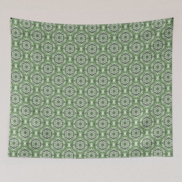 Item preview, White Hexagon Geometric Pattern in Green designed and sold by Artistestella.