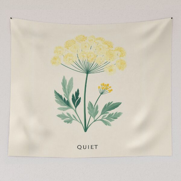 Item preview, Dill Flower Quiet – Minimal Botanical Illustration with Calm Typography designed and sold by BobaBunny76.