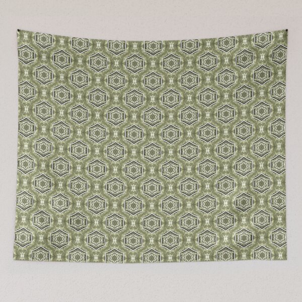 Item preview, White Hexagon Geometric Pattern in Olive Green designed and sold by Artistestella.