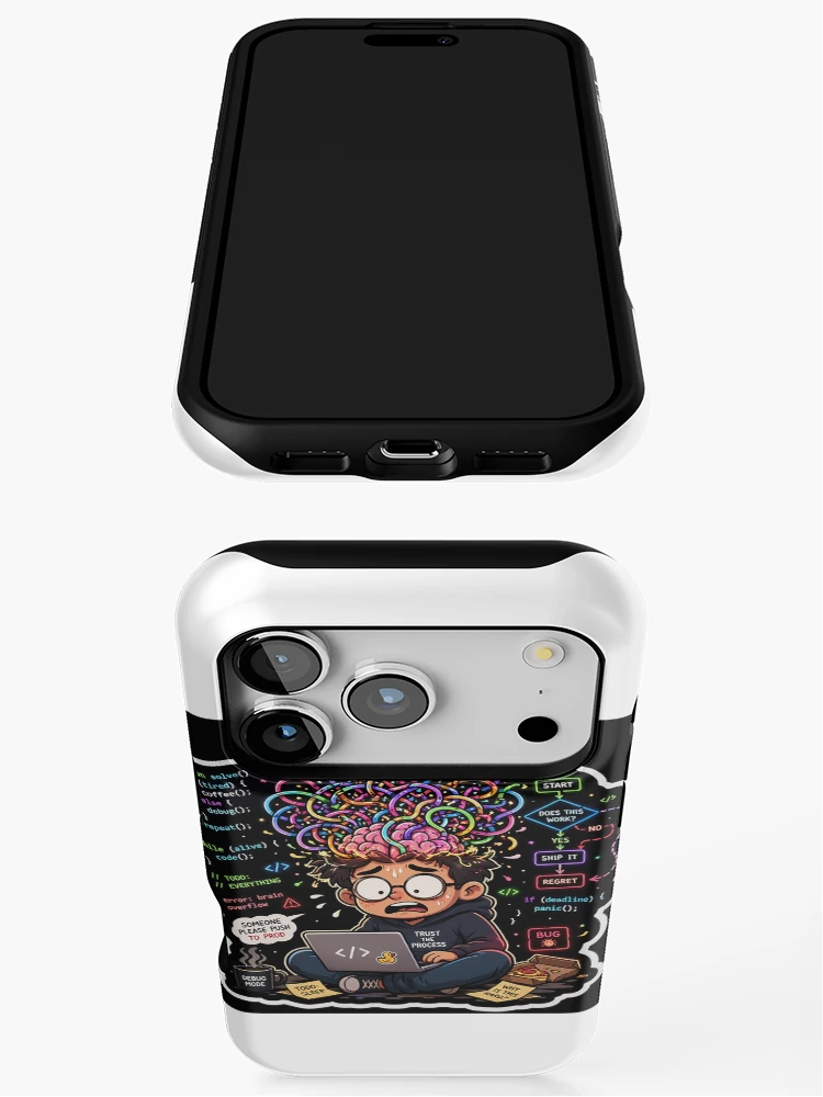 Thumbnail 3 of 4, iPhone Case, Brain Overflow: Debugging My Existence designed and sold by CodingPrintHub.