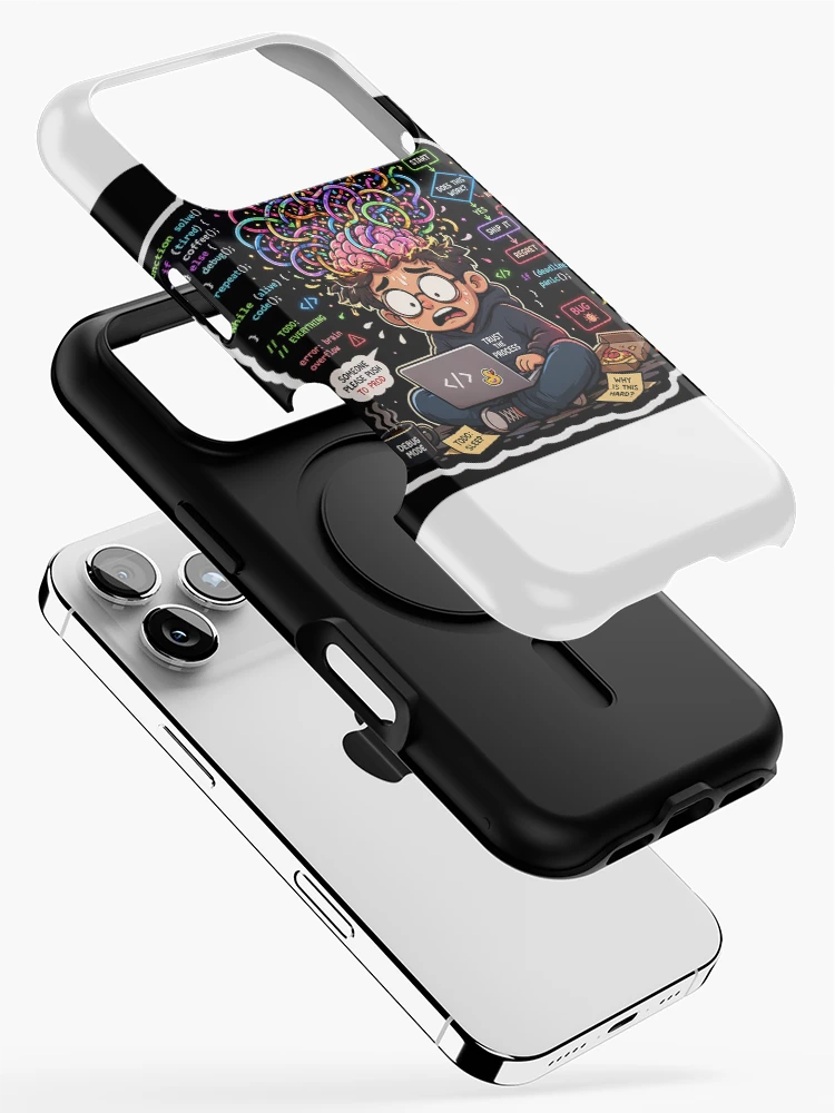 Thumbnail 2 of 4, iPhone Case, Brain Overflow: Debugging My Existence designed and sold by CodingPrintHub.