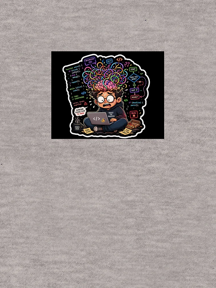 Thumbnail 6 of 6, Zipped Hoodie, Brain Overflow: Debugging My Existence designed and sold by CodingPrintHub.