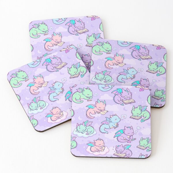 Item preview, Cute Kawaii Sleepy Dragons & Magic Books Pastel Fantasy Pattern designed and sold by InnerwayStudio.