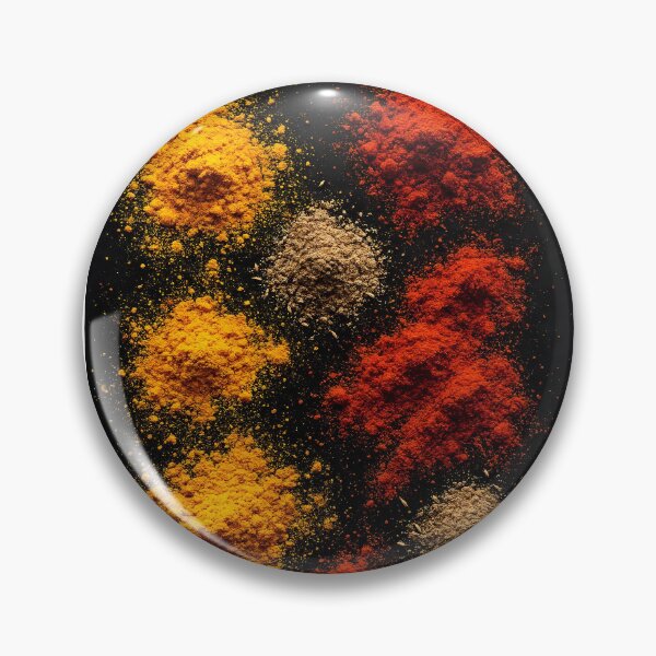 Item preview, Colorful Spice Powder Piles on Black Background – Creative Top View designed and sold by EmeraldeaArt.
