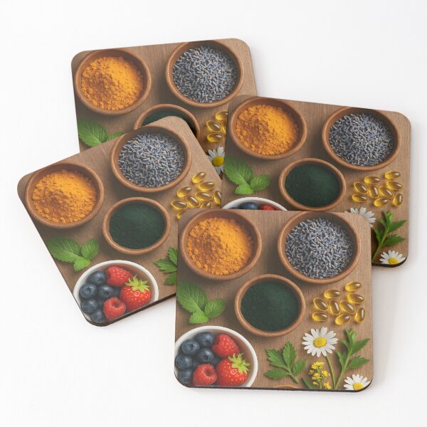 Item preview, Colorful Herbal Powders and Capsules with Spoon – Lavender, Chamomile, Berry Blend designed and sold by EmeraldeaArt.