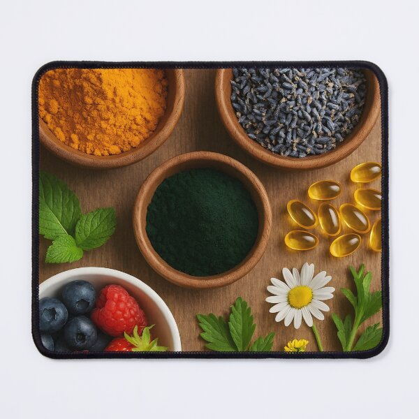 Item preview, Colorful Herbal Powders and Capsules with Spoon – Lavender, Chamomile, Berry Blend designed and sold by EmeraldeaArt.