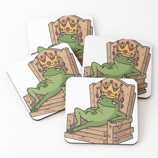 Item preview, Pizza King Frog Relaxing on Cardboard Box Throne designed and sold by Floomart.