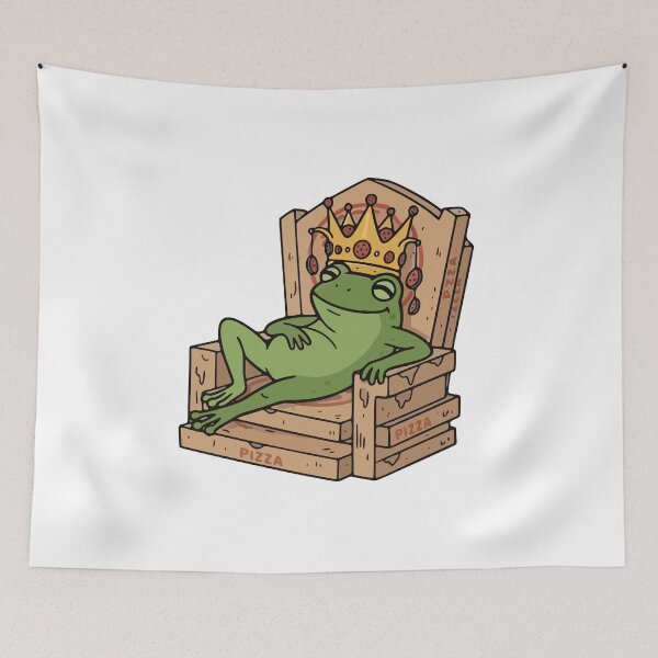Item preview, Pizza King Frog Relaxing on Cardboard Box Throne designed and sold by Floomart.