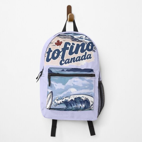 Item preview, Tofino BC Canada Surfing Wave Retro Blue Landscape  designed and sold by HowToCanadian.