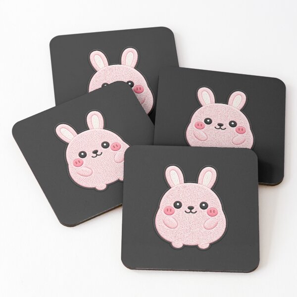 Item preview, Super Cute Kawaii Bunny Embroidery Patch Style | Chibi Pastel Pink Rabbit Aesthetic | Cute Animal Sticker & T-Shirt Design designed and sold by ColorSplash123.
