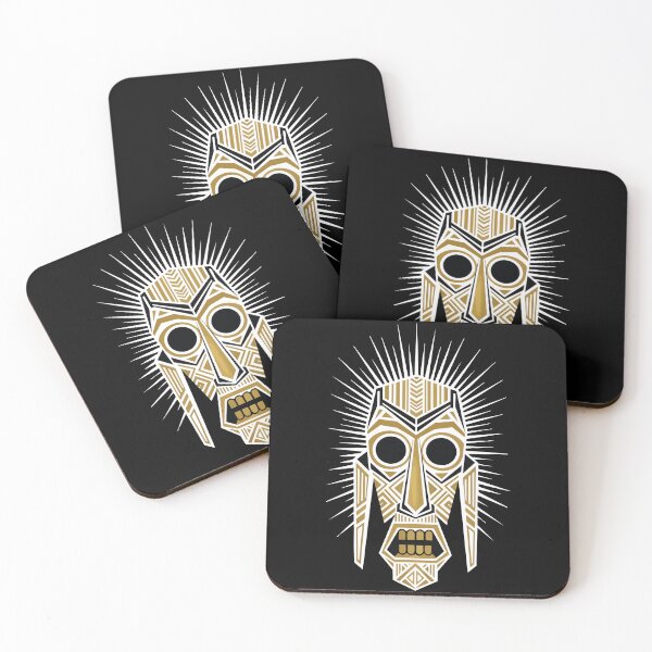 Item preview, Geometric Tribal Mask, Gold and White, Solar Totem designed and sold by PixelStudioBe.