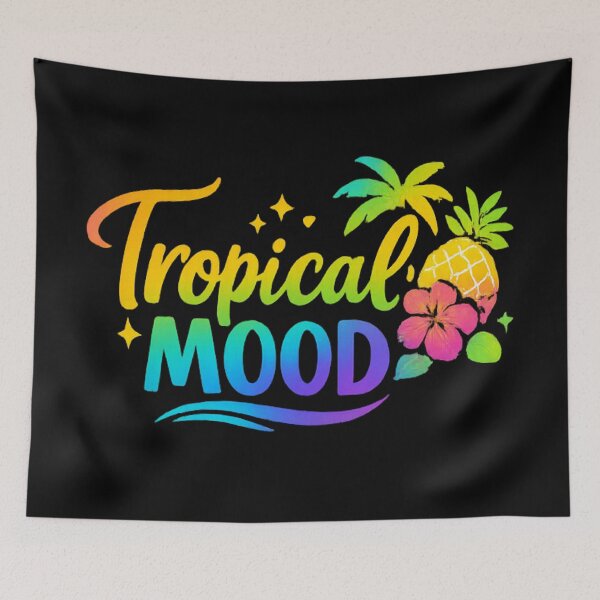 Item preview, Tropical Mood - Vibrant Rainbow Summer Paradise Typography designed and sold by myforestfog.