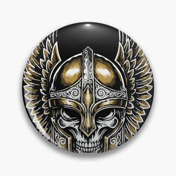 Item preview, Viking Skull Winged Helmet Gold and White Warrior Totem designed and sold by PixelStudioBe.