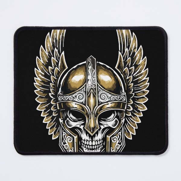 Item preview, Viking Skull Winged Helmet Gold and White Warrior Totem designed and sold by PixelStudioBe.