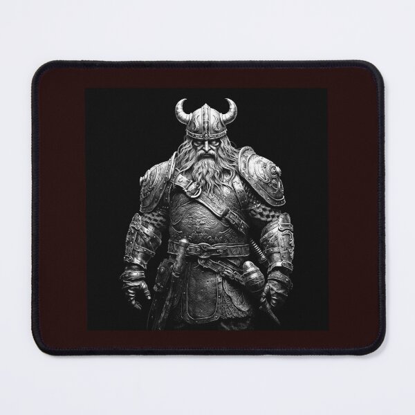 Item preview, Viking Warrior Black and White Fantasy Illustration designed and sold by inkoutninja.