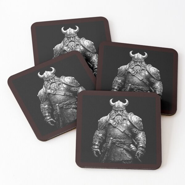 Item preview, Viking Warrior Black and White Fantasy Illustration designed and sold by inkoutninja.