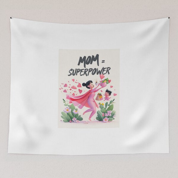Artikelvorschau, Mama = Superkraft – Niedliches Supermama-3D-Cartoon-Design zum Muttertag entworfen und verkauft von SmartyWonders.