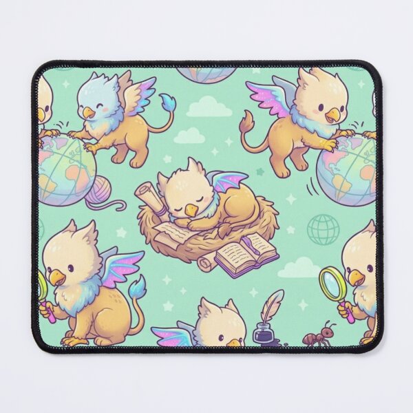 Item preview, Cute Kawaii Baby Griffin Explorers & Magic Globe Pastel Pattern designed and sold by InnerwayStudio.