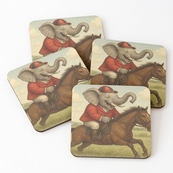 Item preview, Funny elephant as a jockey on a galloping horse illustration designed and sold by Mauswohn.