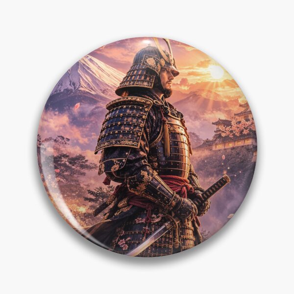 Item preview, Samurai at Sunset – Cherry Blossoms & Mount Fuji, Japanese Warrior Art designed and sold by RinaWorksJP.