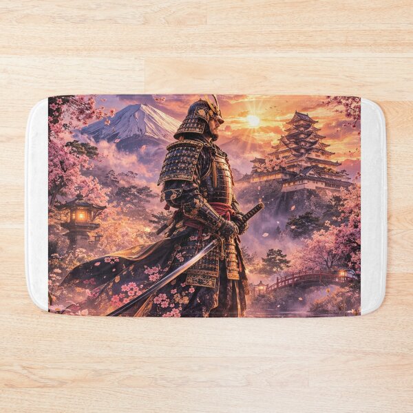 Item preview, Samurai at Sunset – Cherry Blossoms & Mount Fuji, Japanese Warrior Art designed and sold by RinaWorksJP.