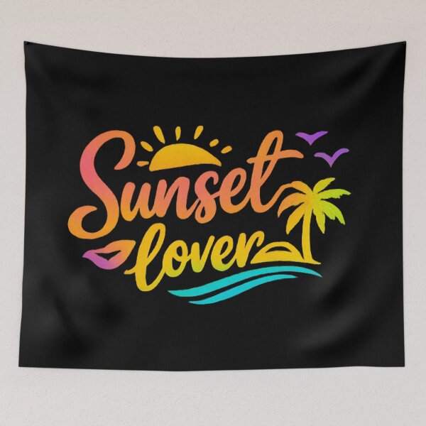 Item preview, Sunset Lover - Vibrant Rainbow Neon Summer Typography designed and sold by myforestfog.