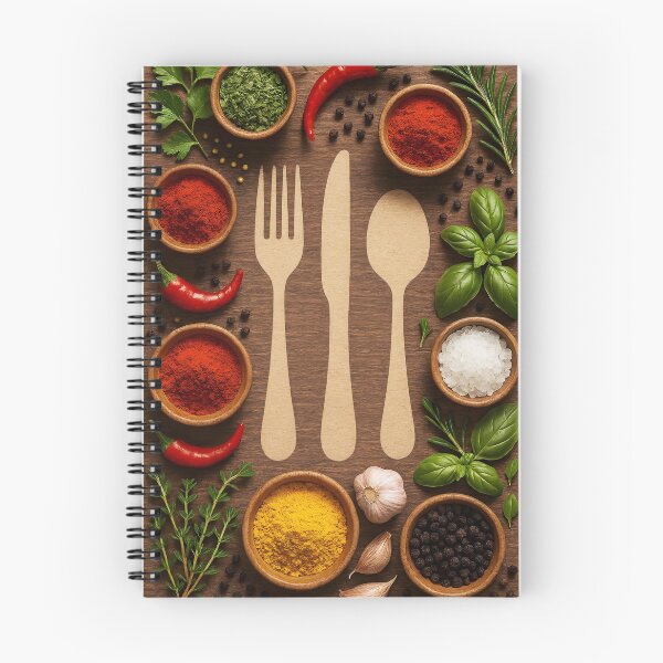 Item preview, Rustic Wooden Cutlery with Chili Peppers, Herbs, and Spice Powder designed and sold by EmeraldeaArt.