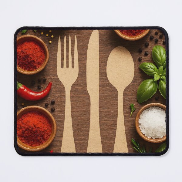 Item preview, Rustic Wooden Cutlery with Chili Peppers, Herbs, and Spice Powder designed and sold by EmeraldeaArt.