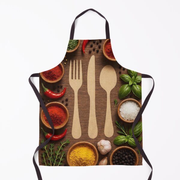 Item preview, Rustic Wooden Cutlery with Chili Peppers, Herbs, and Spice Powder designed and sold by EmeraldeaArt.