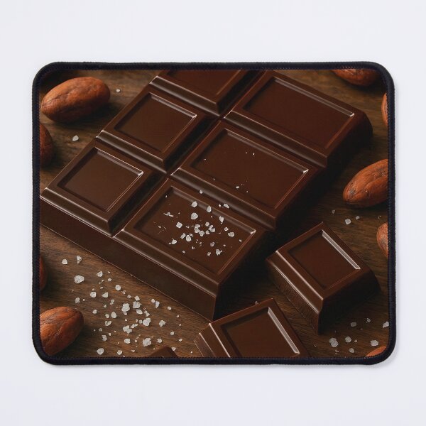 Item preview, Dark Chocolate Bar with Cocoa Beans on Rustic Wooden Surface designed and sold by EmeraldeaArt.