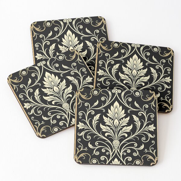 Item preview, Golden Ornamental Floral Panel – Elegant Symmetry Art designed and sold by ShaDeS-AI-Art.