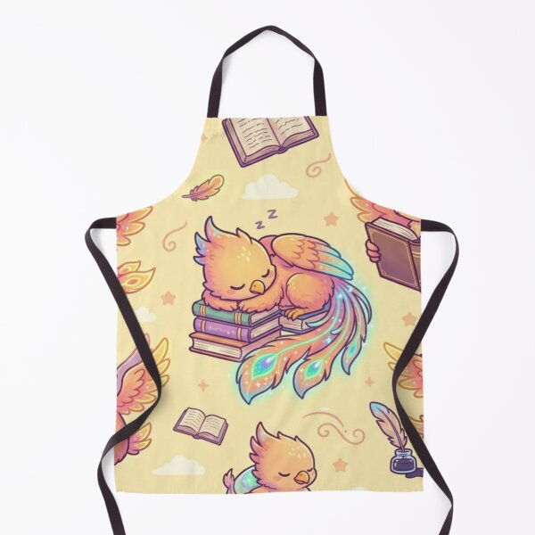 Item preview, Cute Kawaii Phoenix Nerd Scholar Reading Magic Books Pattern designed and sold by InnerwayStudio.