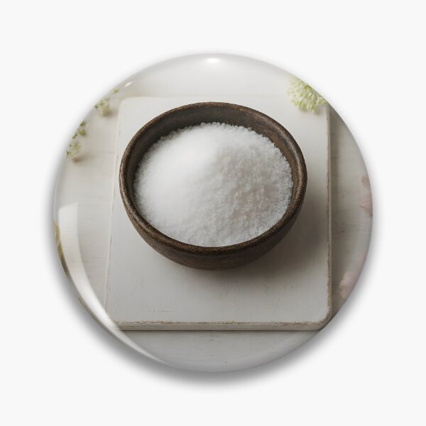 Item preview, White Powder Salt in Dark Brown Bowl with Light Pink Florals – Culinary Styling Concept designed and sold by EmeraldeaArt.