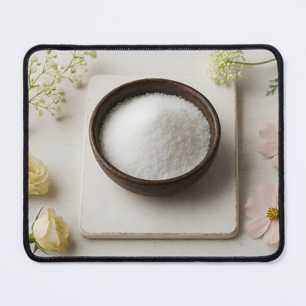Item preview, White Powder Salt in Dark Brown Bowl with Light Pink Florals – Culinary Styling Concept designed and sold by EmeraldeaArt.